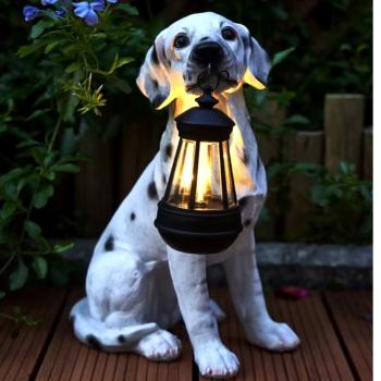 LED Solarlampe Dalmatiner Hund Gartenlampe Laterne Solar Lampe Solarlaterne Deko