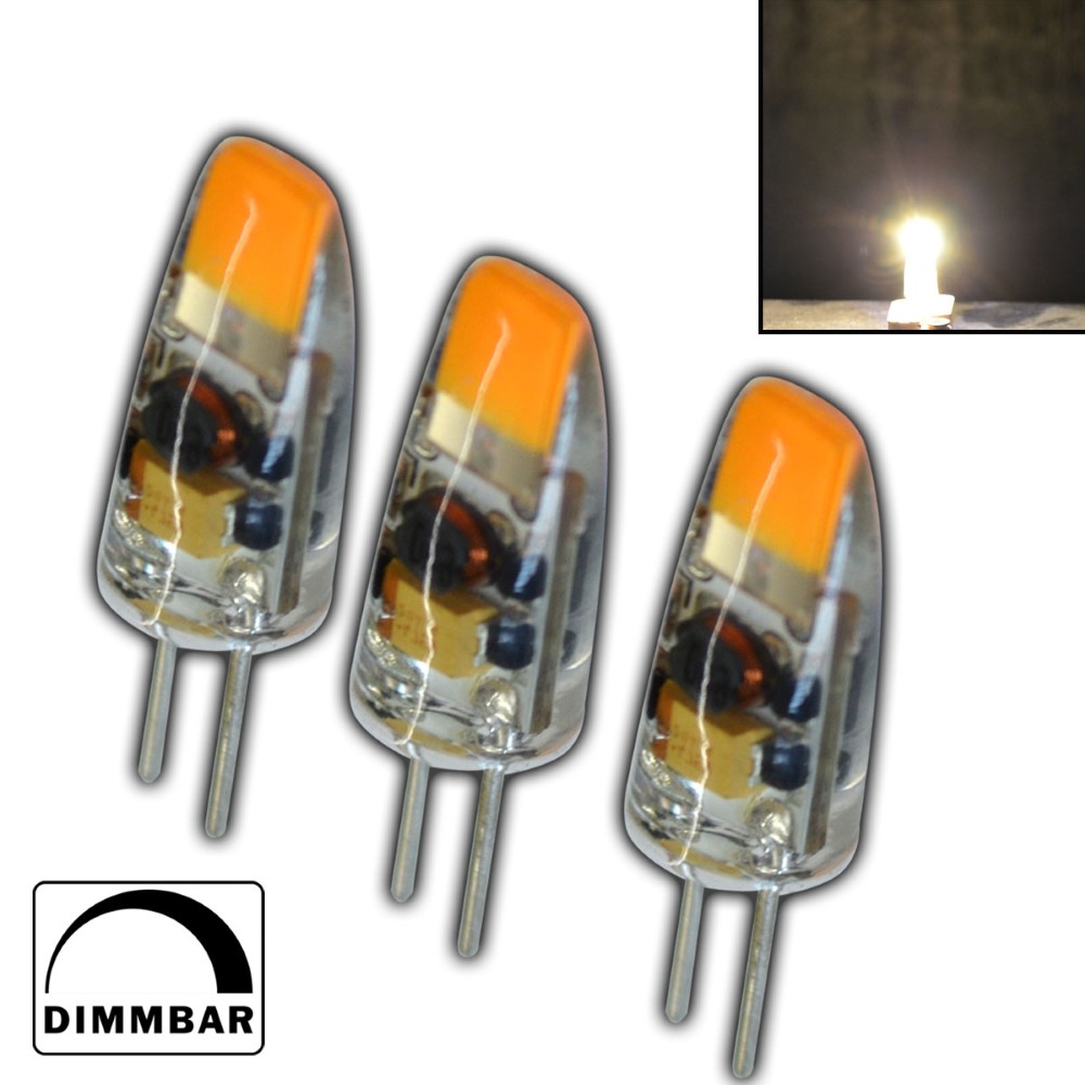 3x G4 COB LED 1 5 Watt 12V AC DC Warmweiß A Leuchtmittel Lampe Birne Dimmbar