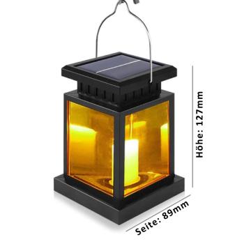 LED Solarlaterne mit LED Kerze + Akku Gartenlaterne Laterne Solarglas