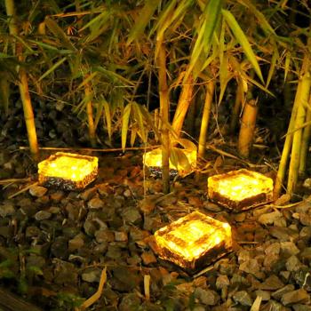 LED Glaswürfel Solarglas +Akku Garten-Laterne Dekolicht Laterne Solarlaterne