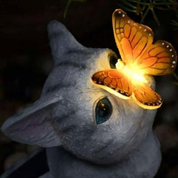 Katze Kätzchen Tier Solarlampe Solarlaterne Laterne Dekolicht Solarlampe Laterne