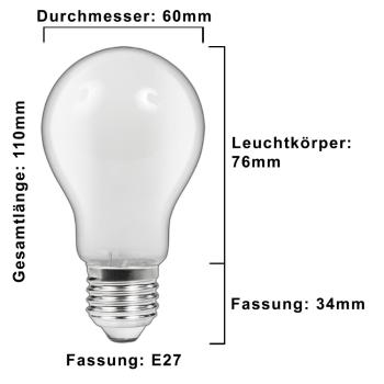 E27 Filament LED 7,5 Watt 720lm dimmbar warmweiß Milchglas matt Lampe Birne A60
