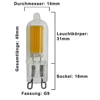 G9 mini LED 2,5 Watt aus Glas COB warmweiß A+ Glühbirne Birne Lampe Leuchtmittel