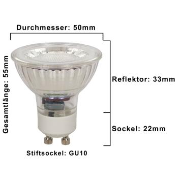 GU10 LED 7 Watt ~ 45W 230V AC 36° aus Echtglas warmweiß