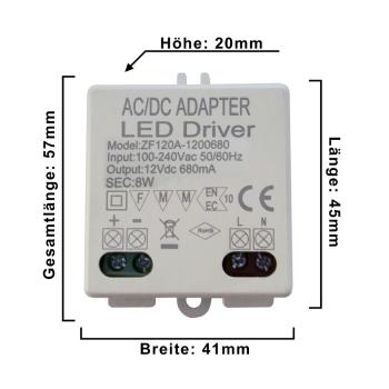 LED Trafo 8 Watt mini 12V DC sehr klein