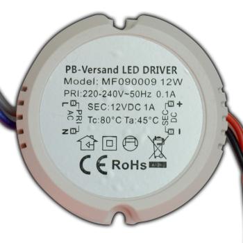 LED Leuchmittel Trafo 12 Watt 12V DC rund klein Netzteil Treiber Transformator