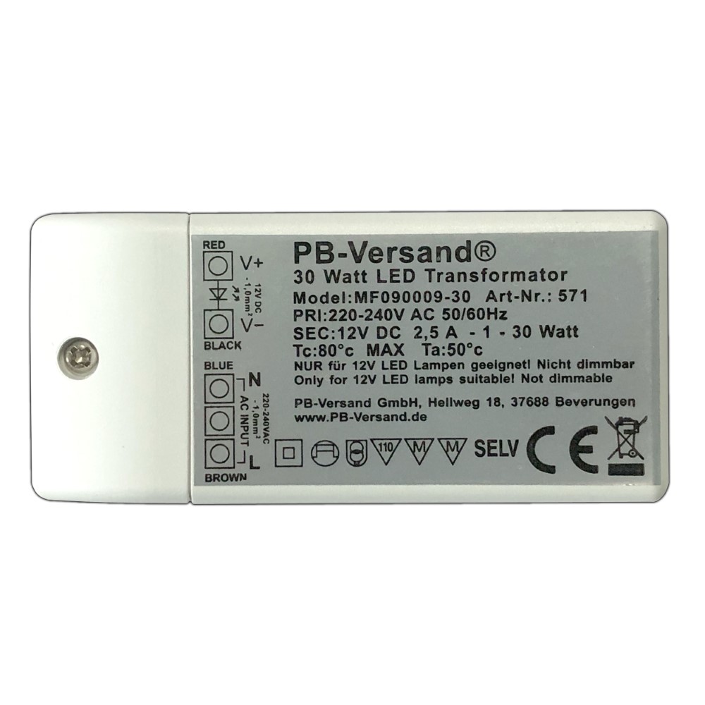 PB-Versand GmbH - 12V DC LED Trafo 30W
