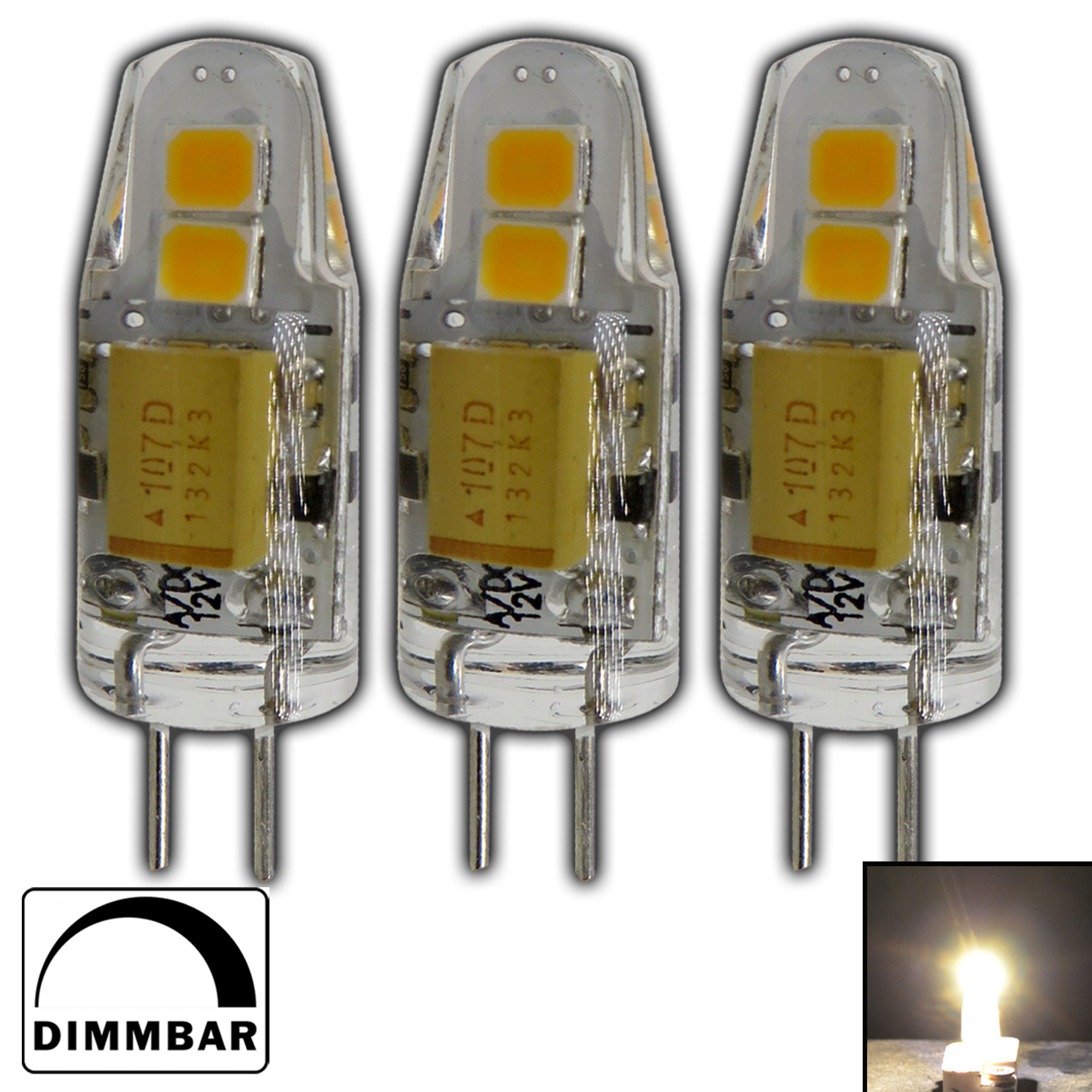 PB-Versand GmbH - G4 LED 1,5 Watt 12V AC/DC warmweiß dimmbar Lampe  Leuchtmittel