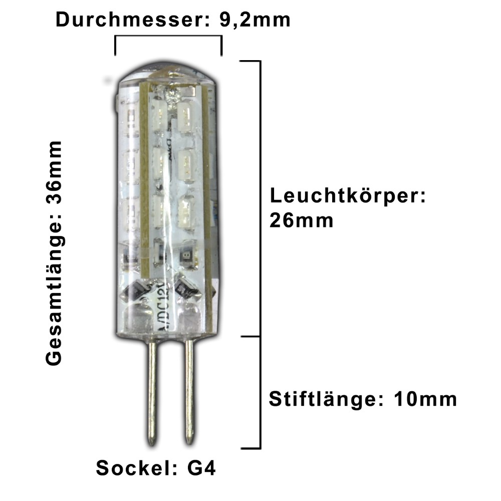 LED Leuchtmittel G4, Stiftsockel LED 12V/1,2W, nicht dimmbar