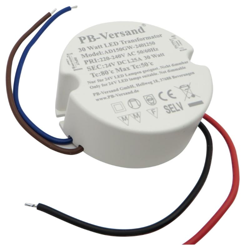 PB-Versand LED Trafo 18 Watt 24V DC rund Kreis Leuchtmittel Transformator Netzteil Vorschaltgerät 
