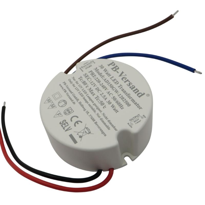 30W 12V DC LED Trafo rund klein Lampen Transformator driver Netzteil Konverter
