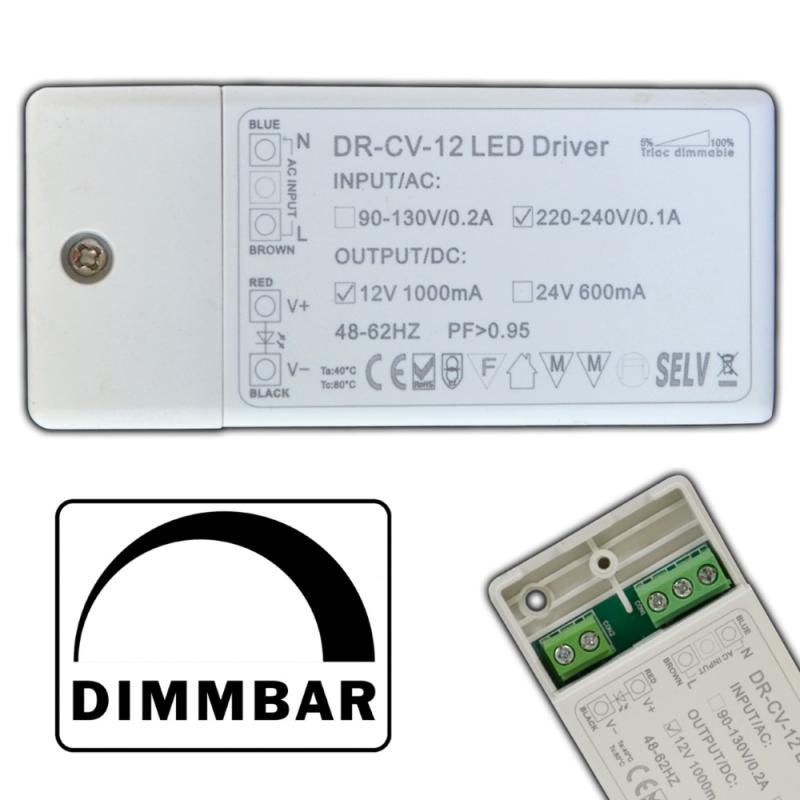 Dimmbarer LED mini Trafo 1-12 Watt 12V DC