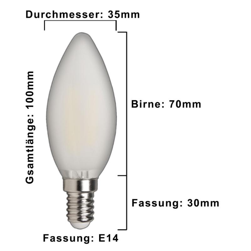 E14 LED 4 Watt Kerze Kerzenlampe Filament matt Milchglas warmweiß