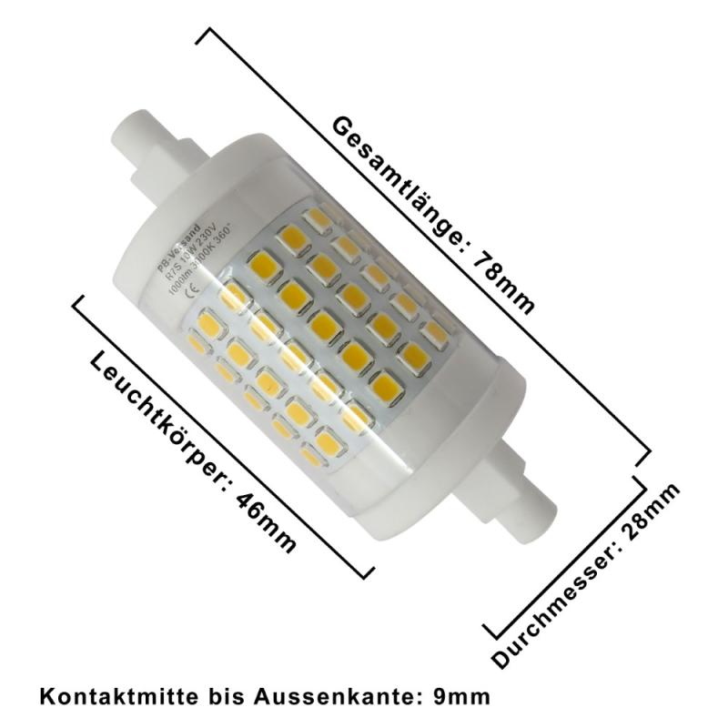 R7s LED 78mm 10 Watt dimmbar+ warmweiß Leuchtmittel 10W Fluter Stehlampe